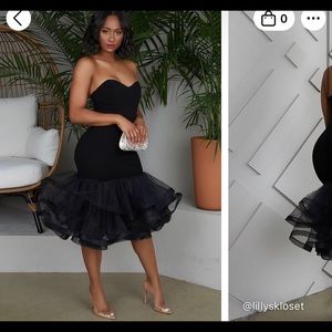 Black Slim fitted puffy dress NEVER WORN‼️‼️‼️